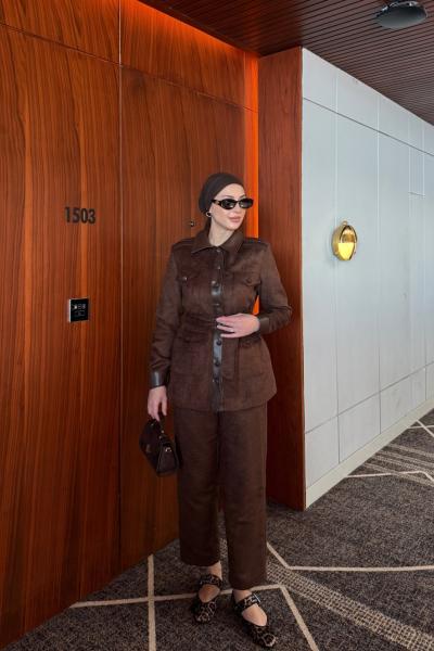 Çağla Pantolonlu Takım Acı Kahve  Acı Kahve