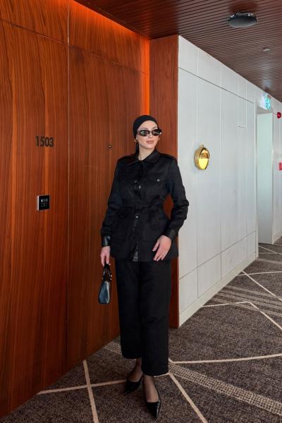 Çağla Pantolonlu Takım Siyah  Siyah