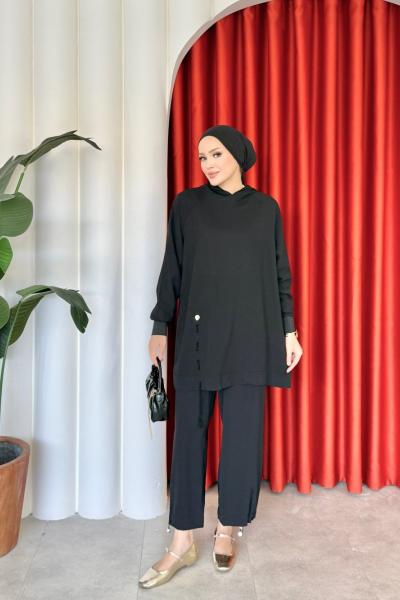 Cansu Pantolonlu Takım Siyah Siyah