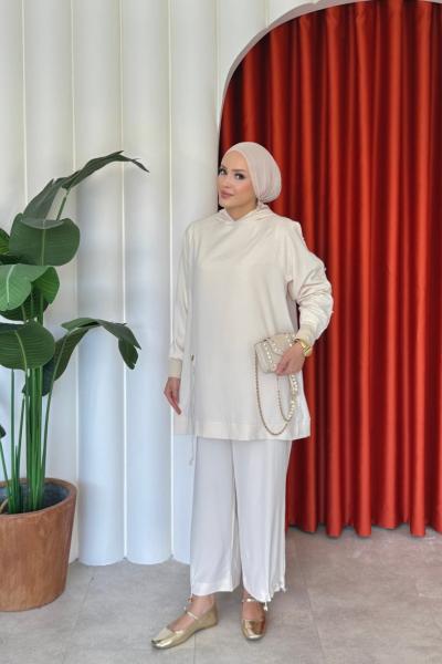 Cansu Pantolonlu Takım Bej Bej