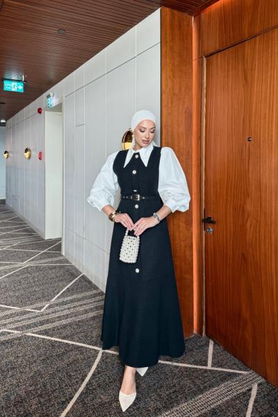 Cemile Elbise Siyah Siyah