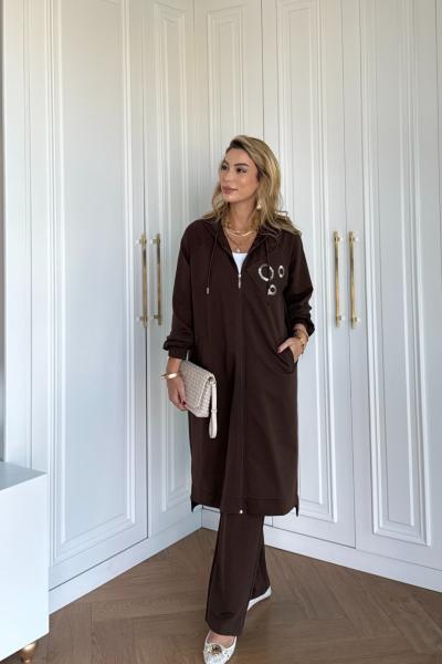 Cemre Pantolonlu Takım Acı Kahve Acı Kahve