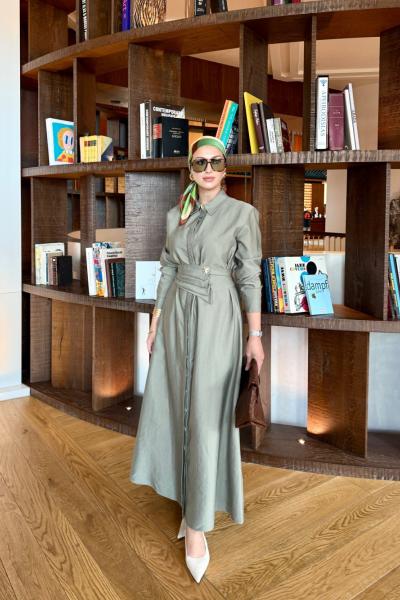 Damla Elbise Haki Haki