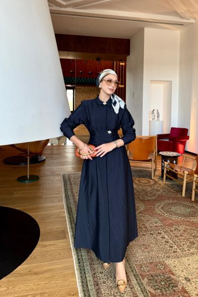 Damla Elbise Lacivert Lacivert