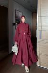 Dilber Trenç Elbise Bordo Bordo