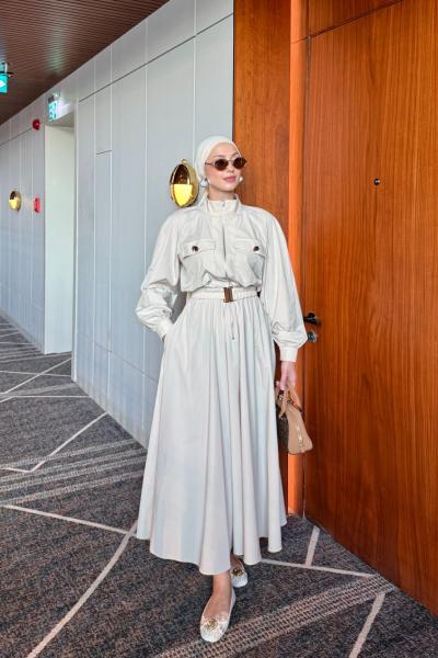 Dilber Trenç Elbise Bej Bej