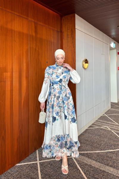 Dolunay Elbise Mavi Mavi