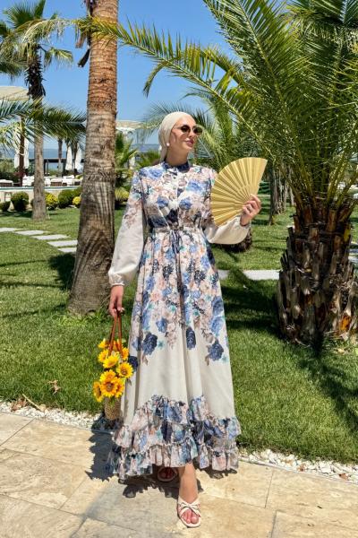 Dolunay Elbise Mavi Mavi