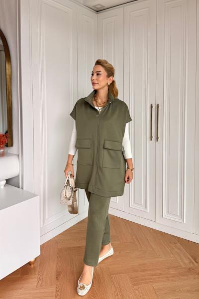 Efsun Pantolonlu Takım Haki Haki