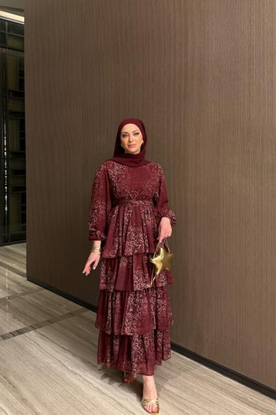 Ekin Elbise Bordo Bordo