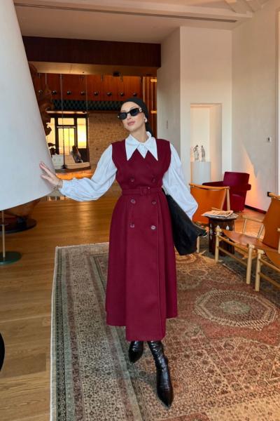 Ela Elbise Bordo Bordo