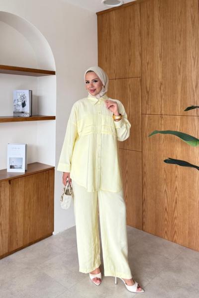 Emel Pantolonlu Takım Sarı Sarı