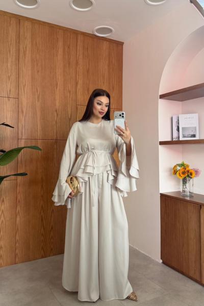 Erna Pantolonlu Takım Krem Krem