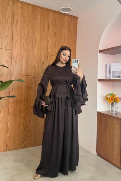 Erna Pantolonlu Takım Acı Kahve Acı Kahve