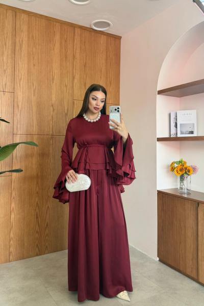 Erna Pantolonlu Takım Bordo BORDO