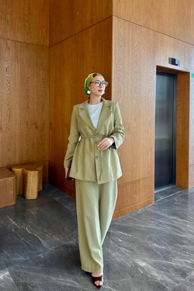 Esin Pantolonlu Takım Zeytin Yeşili  Zeytin Yeşili