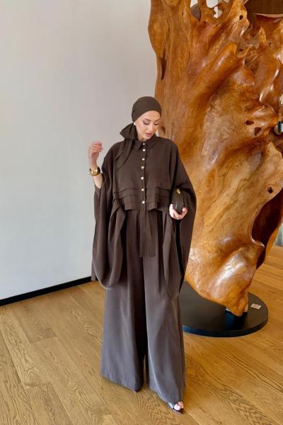 Esra Pantolonlu Takım Acı Kahve  Acı Kahve