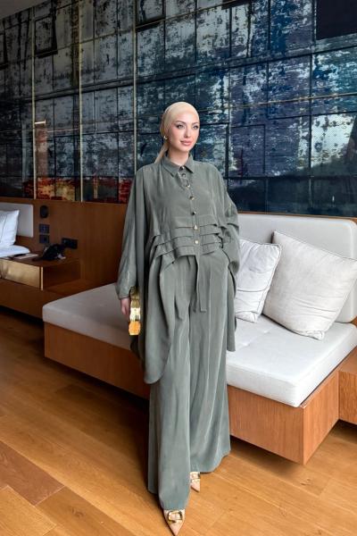 Esra Pantolonlu Takım Haki Haki