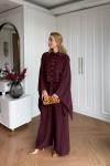 Esra Pantolonlu Takım Bordo Bordo
