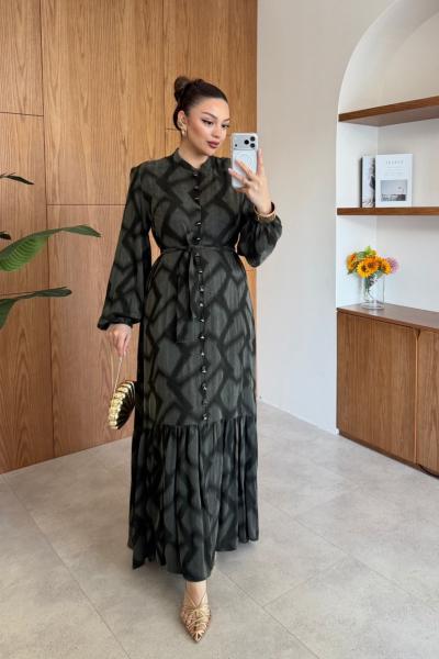 Eyşan Elbise Koyu Yeşil Koyu Yeşil