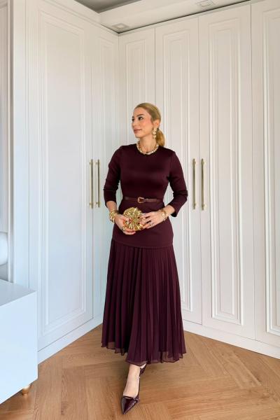 Farah Elbise Bordo Bordo