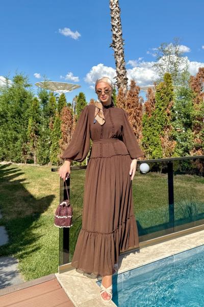 Fethiye Elbise Kahverengi Kahverengi
