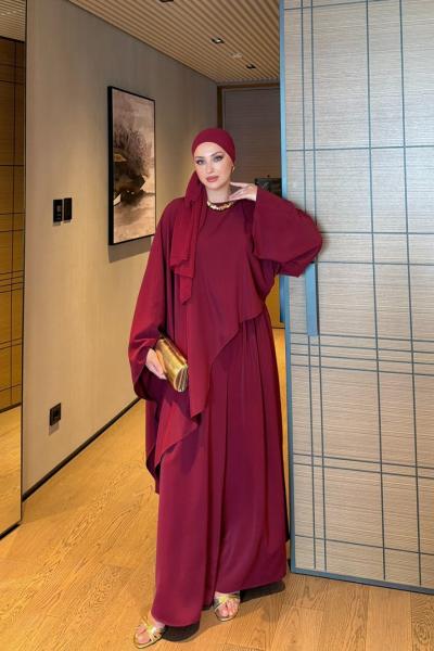 Gamze Pantolon Takım Bordo BORDO