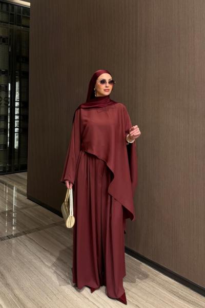 Gamze Pantolon Takım Bordo BORDO