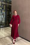 Gizem Elbise Bordo Bordo