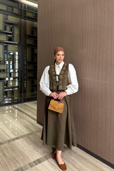 Gökçe Etekli Takım Haki Haki