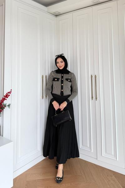 Gönül Etekli Takım Siyah Siyah