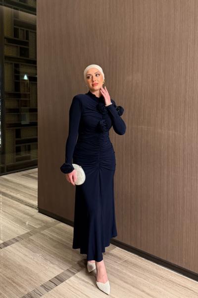 Gülben Elbise Lacivert Lacivert