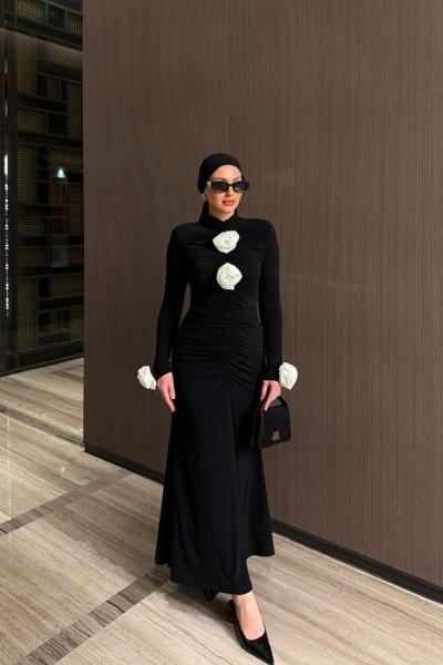 Gülben Elbise Siyah-Beyaz Siyah Beyaz