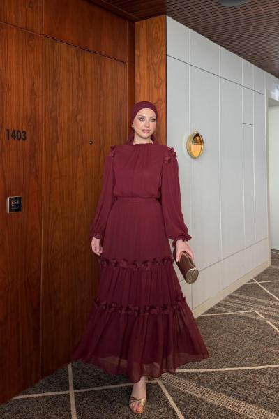 Gülbin Elbise Bordo  BORDO