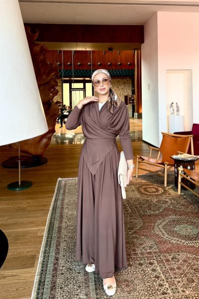 Gülcan Pantolonlu Takım Kahverengi Kahverengi