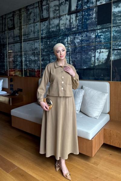 Gülce Etekli Takım Vizon  Vizon