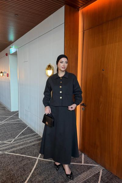 Gülce Etekli Takım Siyah  Siyah