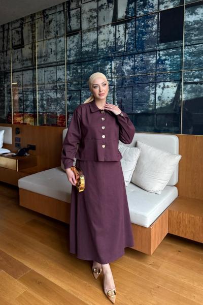 Gülce Etekli Takım Bordo  Bordo