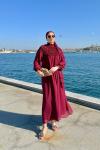 Gülin Elbise Bordo Bordo