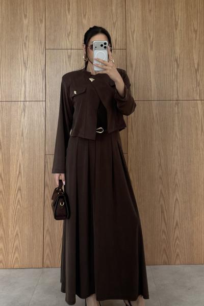 Gülsüm Elbise Takım Kahverengi Kahverengi