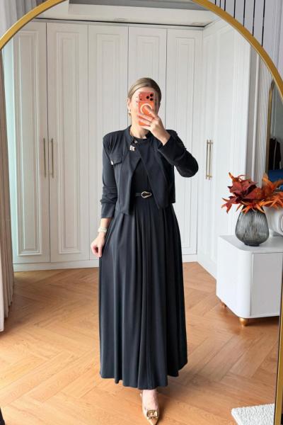 Gülsüm Elbise Takım Siyah SİYAH