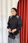 Günçiçek Etekli Takım Gümüş Siyah-Gümüş
