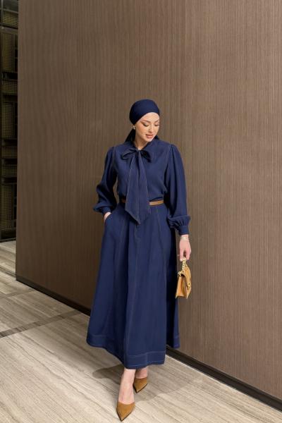 Hasibe Etekli Takım Koyu Mavi koyu mavi