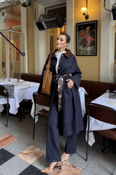 Hasibe Trençkot Lacivert Lacivert