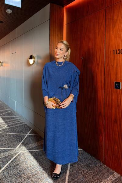 Hediye Elbise Saks Mavisi Saks Mavisi