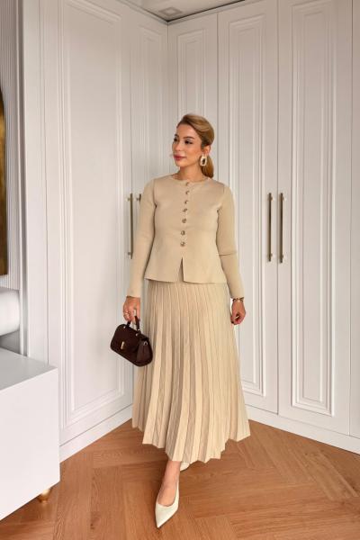 Huri Etekli Takım Bej Bej