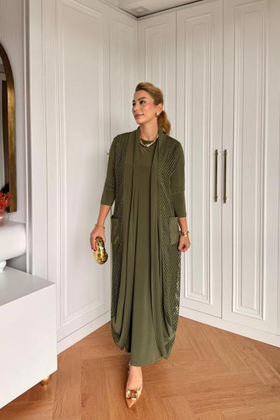 İkbal Elbise Takım Haki Haki