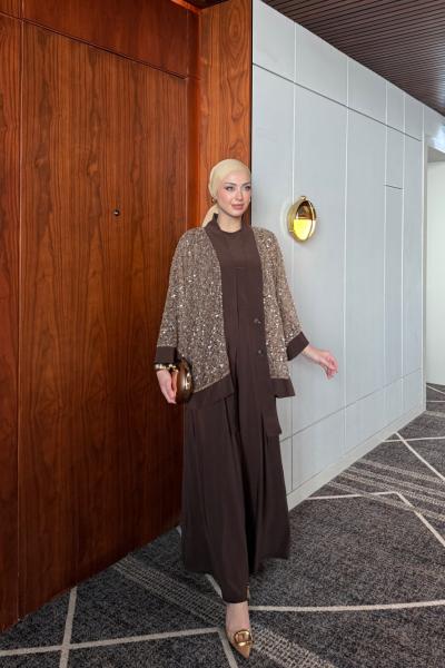 İlayda Pantolonlu Takım Acı Kahve Acı Kahve