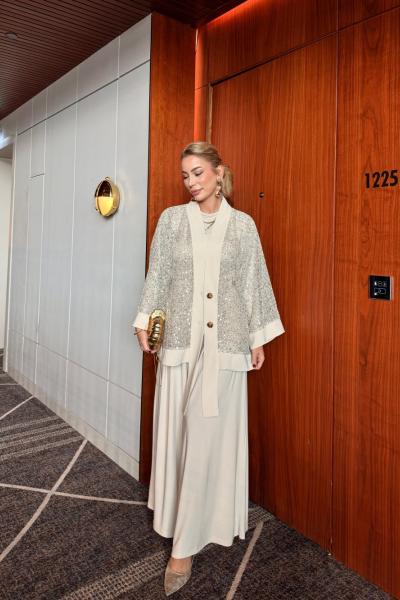 İlayda Pantolonlu Takım Krem Krem