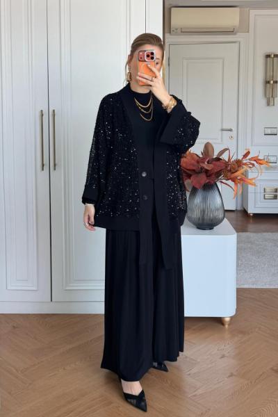 İlayda Pantolonlu Takım Siyah Siyah-Siyah